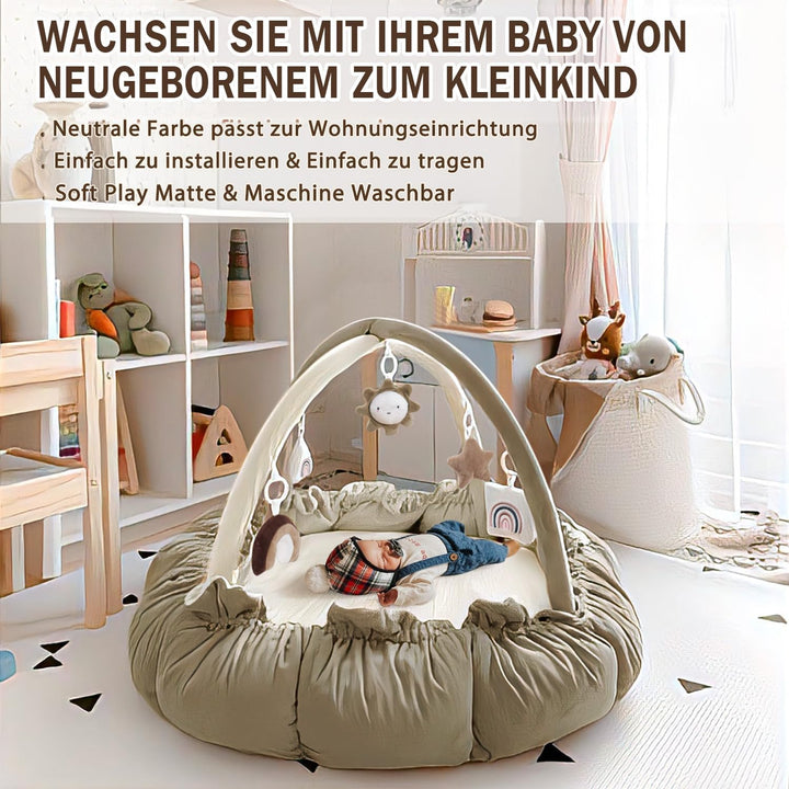 Mallify 5-in-1-Wandelbares Baby-Spielbogen mit 6 Spielzeug, Spieldecke zur Förderung der sensorische