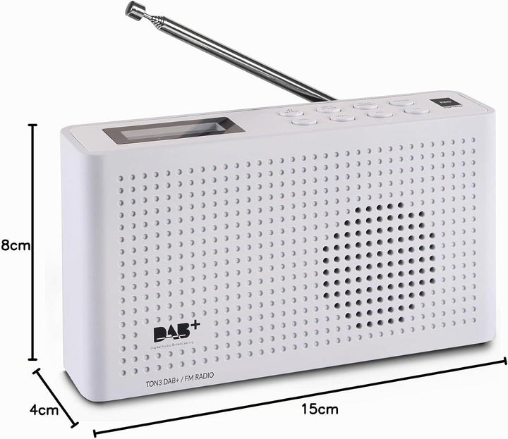 RED OPTICUM Ton 3 FM/ DAB/ DAB+ Radio weiss - Tragbares UKW Radio mit Lautsprecher & Kopfhöreranschl