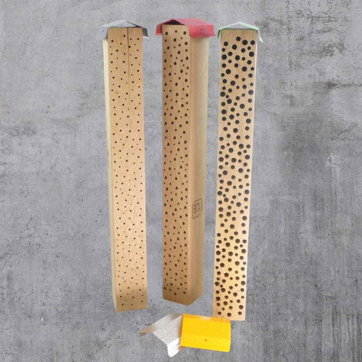 Bienenhotel Stamm Insektenhotel Wildbienen Eiche Massivholz Hartholz Wildbienenhotel Nisthilfe Biene