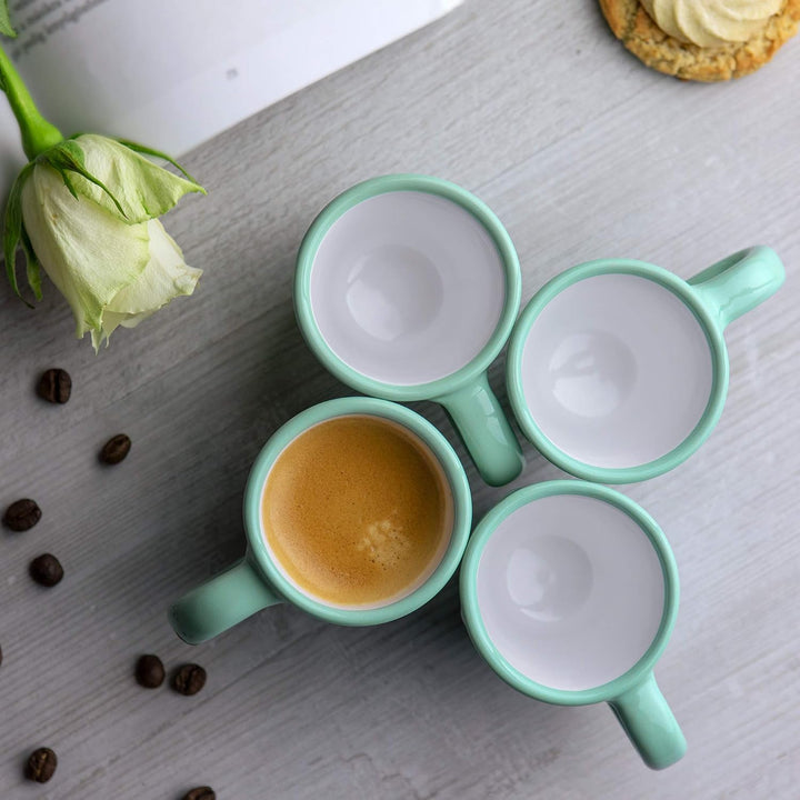 City to Cottage® - Espressotassen Set | Türkis und Weiss | Polka Dots | Handgemacht | Keramik Geschi