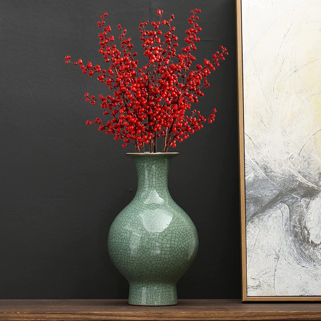 Chinesische Keramikkunst, handgefertigt, antike Eisriss-Glasur, grosse Porzellan-Blumenvase für Heim