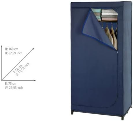 WENKO Kleiderschrank Business mit Ablage - mobile Garderobe, Faltschrank, Polyester, 75 x 160 x 50 c