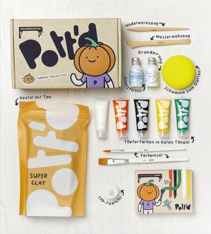 Pott'd Mini-Töpfer-Sets | Lufttrocknendes Töpferset für Erwachsene | Mit Farben, Töpferwerkzeugen un