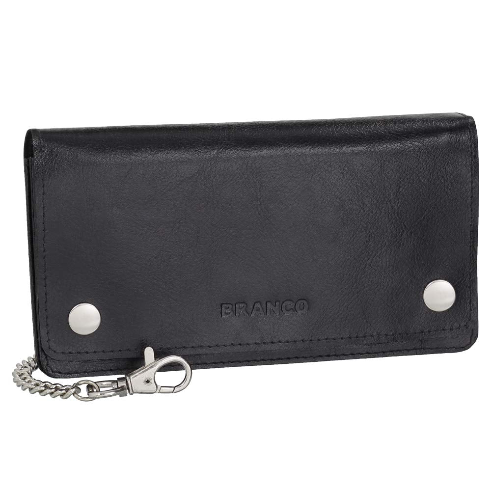 Ledershop24 Luxus Leder Bikerbörse mit Kette Biker Geldbörse Portemonnaie 409 Geldbeutel 17,5 cm Sch