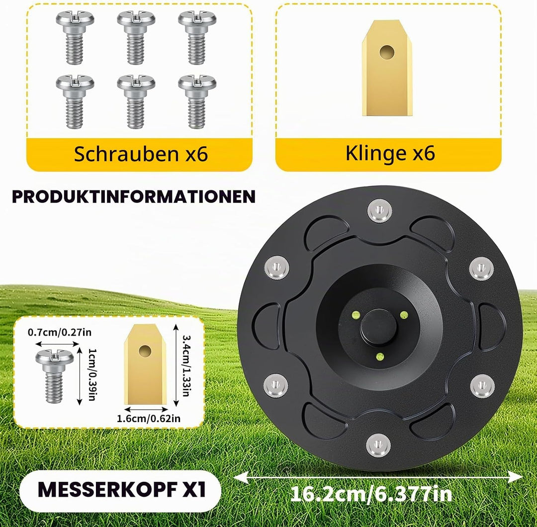 Messerteller + 6 Stück Klingen + 6 Schrauben, Mähroboter Messerscheibe Kompatibel mit Segway Navimow