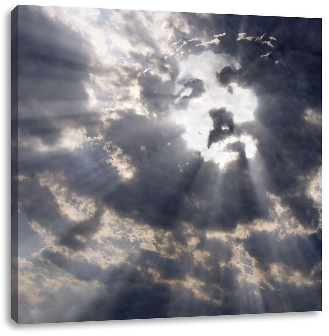 Das Jesusgesicht am Himmel, Format: 70x70 auf Leinwand, XXL riesige Bilder fertig gerahmt mit Keilra