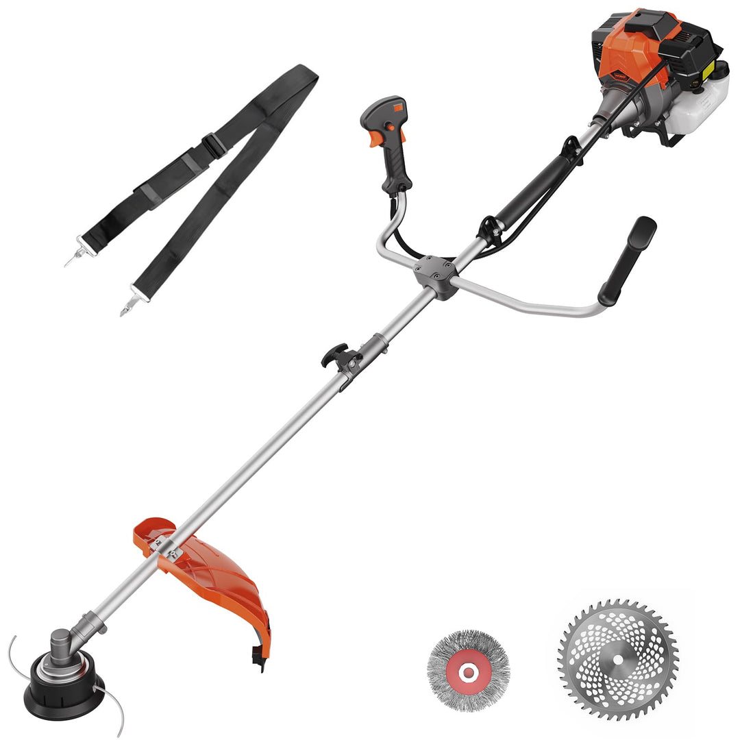 WORKIT 52 cm³ Motorsense Benzin 2 PS, 3-in-1 Freischneider Benzin & Rasentrimmer Benzin Set, inkl. U