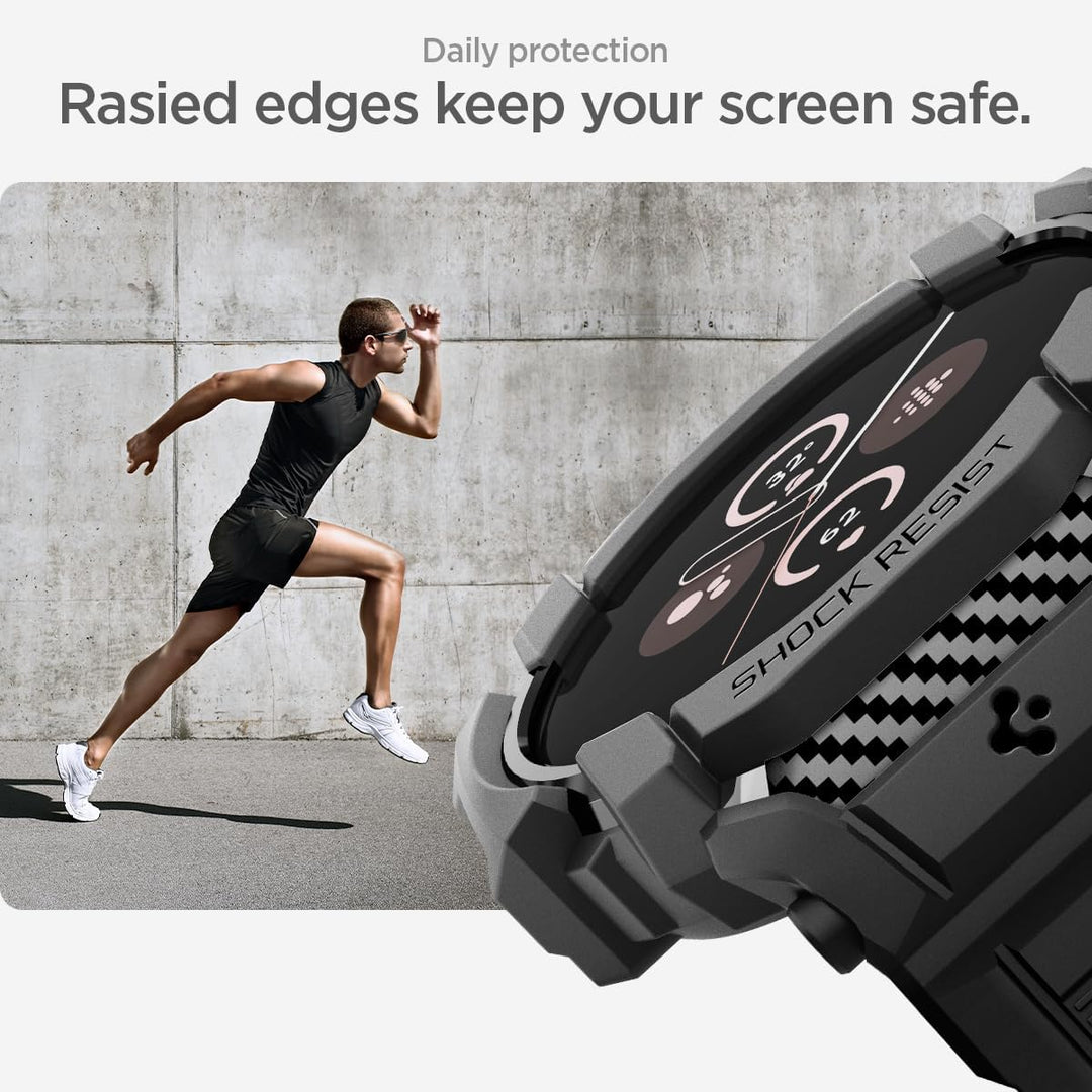 Spigen Rugged Armor Pro Hülle mit Armband Kompatibel mit Google Pixel Watch 3 45mm (2024) - Matt Sch