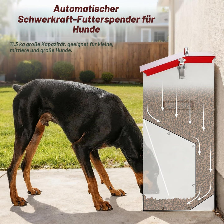 Futterautomat für grosse Hunde, 11 kg Automatischer Hundefutterspender für drinnen und draussen Gros