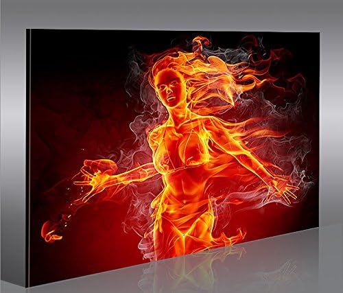 islandburner Bild Bilder auf Leinwand Fire Girl 1p XXL Poster Leinwandbild Wandbild Dekoartikel Wohn