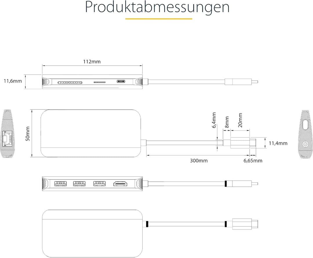 StarTech.com USB C Multiport Adapter, 4K 60Hz HDMI Anschluss, 5Gbit/s USB-A Hub, USB C auf HDMI, 100
