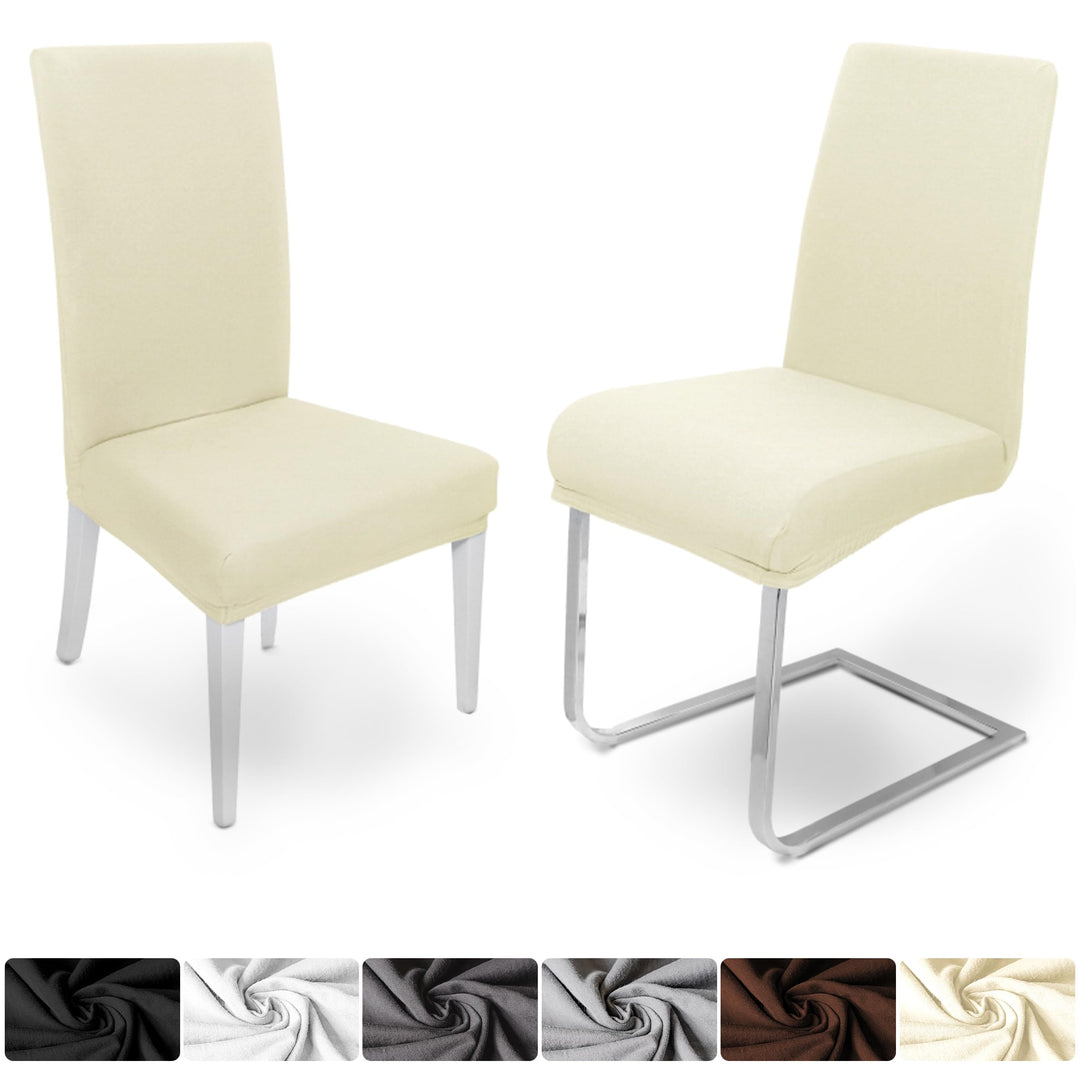 DecoHomeTextil Universal Stretch Uni Stuhlhusse Stuhlhussen Husse Hussen mit 200g/m² 4er Set Creme C