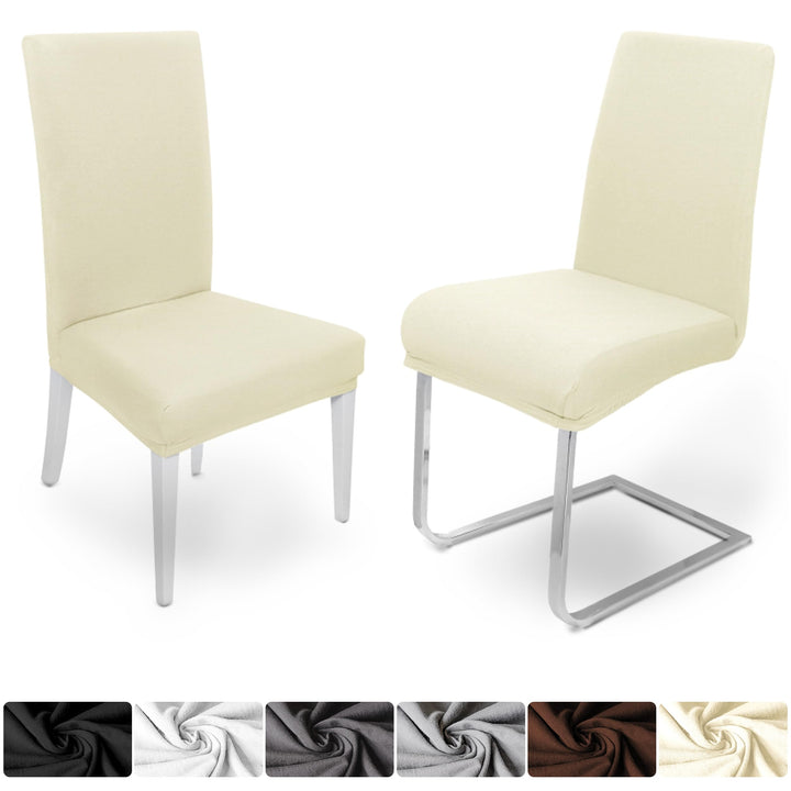 DecoHomeTextil Universal Stretch Uni Stuhlhusse Stuhlhussen Husse Hussen mit 200g/m² 4er Set Creme C