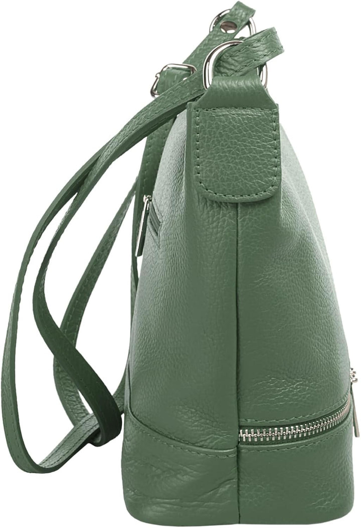 Umhängetasche Echt Leder Damen Made in Italy, verstellbarer Schultergurt, Handtasche mit Reissversch