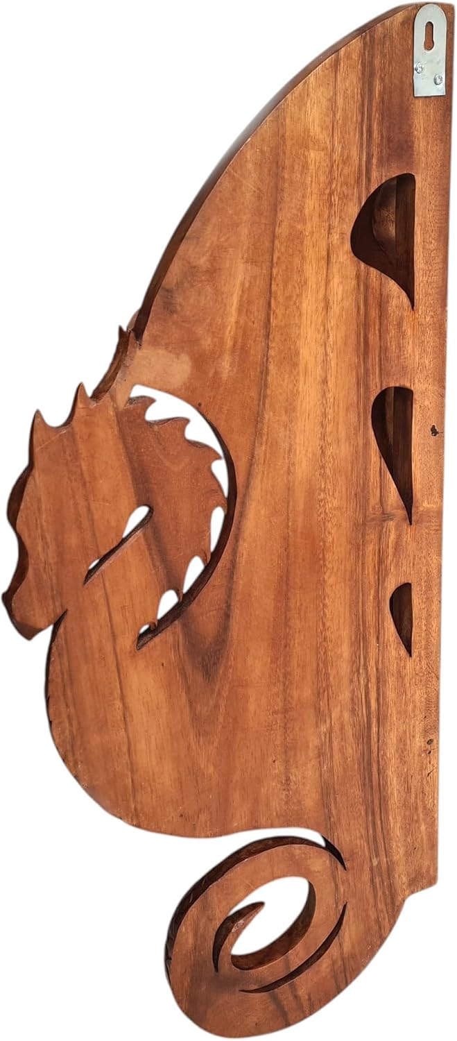 Windalf Hobbit-Style Drachen Eck-Regal DRACONI 70 cm mit 2 Ablagen Rustikales Wandregal Bücherregal