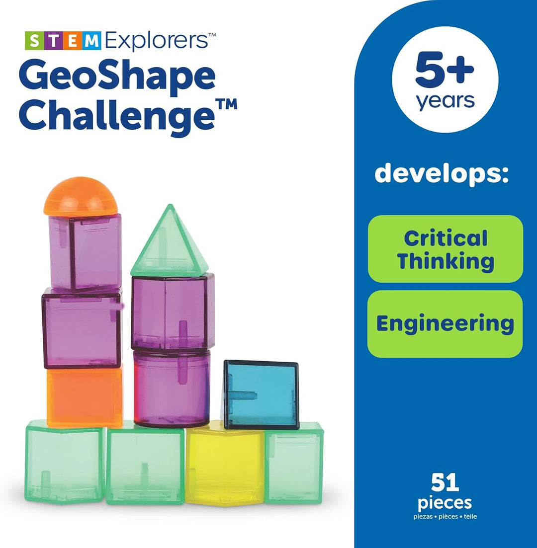 Learning Resources Stem Explorers GeoShape Challenge, Lernspiel mit geometrischen Formen, 3D, 50 Stü