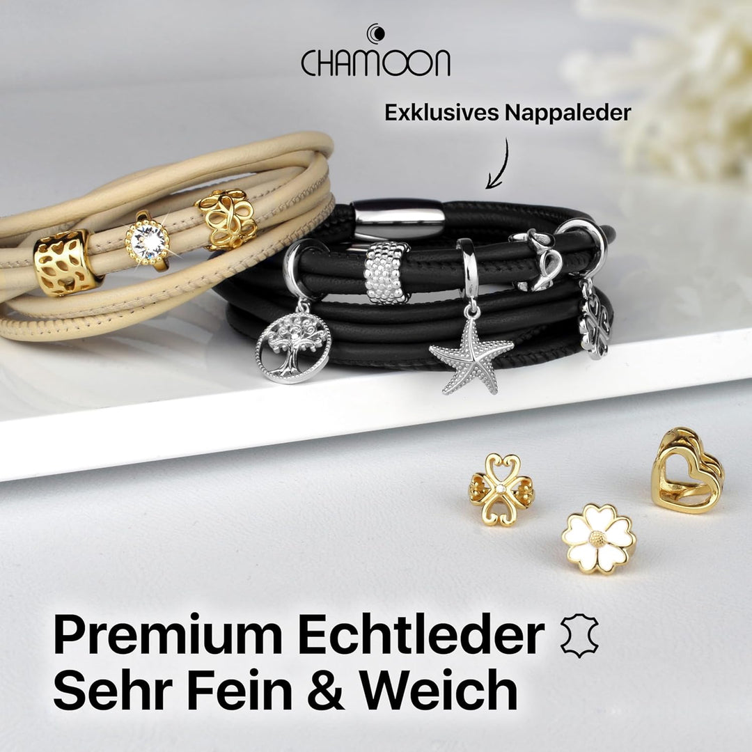 CHAMOON® Premium Lederarmband für Damen | Besonders fein & weich | Praktischer Magnetverschluss aus