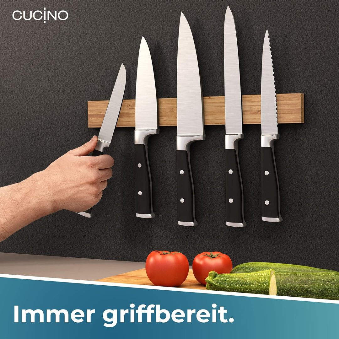 Cucino Magnetleiste Messer mit extra starkem Magnet - Vergleichssieger 2022 - Einfache Montage mit 3