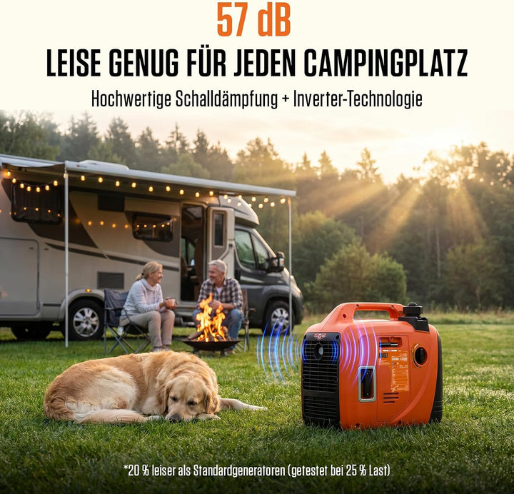 AIVOLT Inverter Stromerzeuger 1400 Watt Notstromaggregat Benzin leise Stromaggregat für Campen, Fest