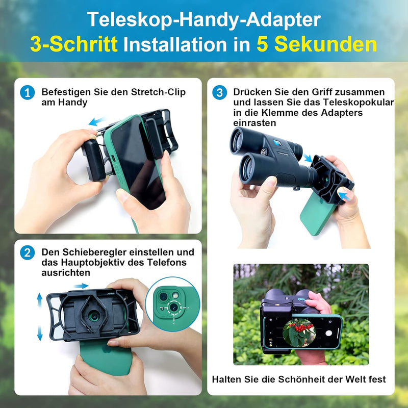 APEXEL Universal Spektiv Handy Adapter,Kompatibel mit Fernglas Binokulares Monokular Spektiv und Mik