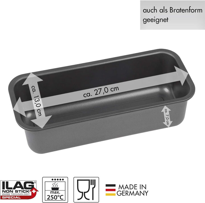chg 9821-04 Antihaft 25er-Kastenform, Königskuchenform, Brotbackform, anthrazit-metallic, Made in Ge