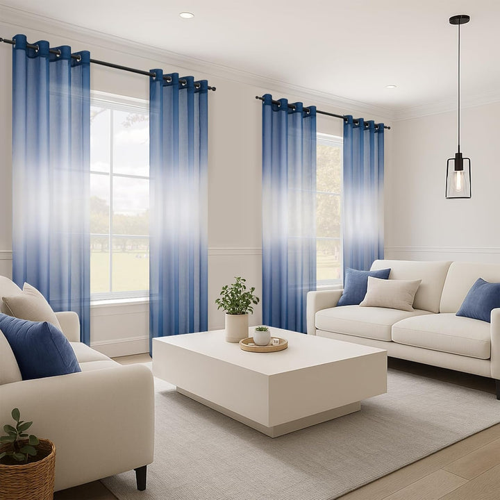 Topfinel Gardinen mit Ösen Transparente Optik Gardine Ösenvorhang Ösenschal Transparent Durchsichtig