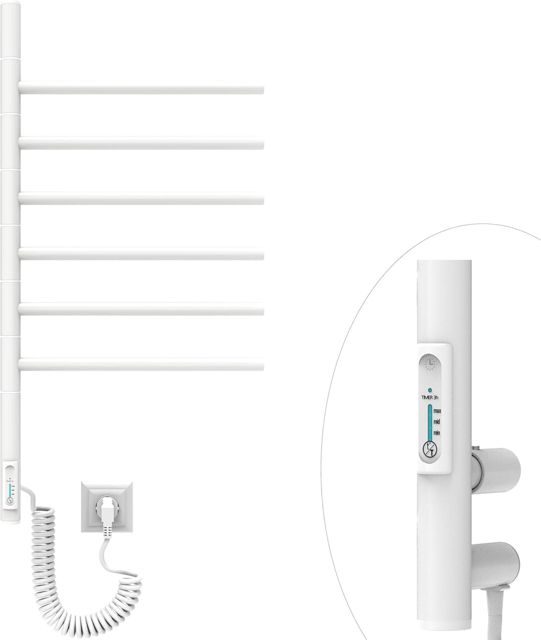 ELNA® Badheizkörper Elektrisch Weiss 79x40 cm, 78W - Elektrischer Handtuchheizkörper aus Edelstahl 3