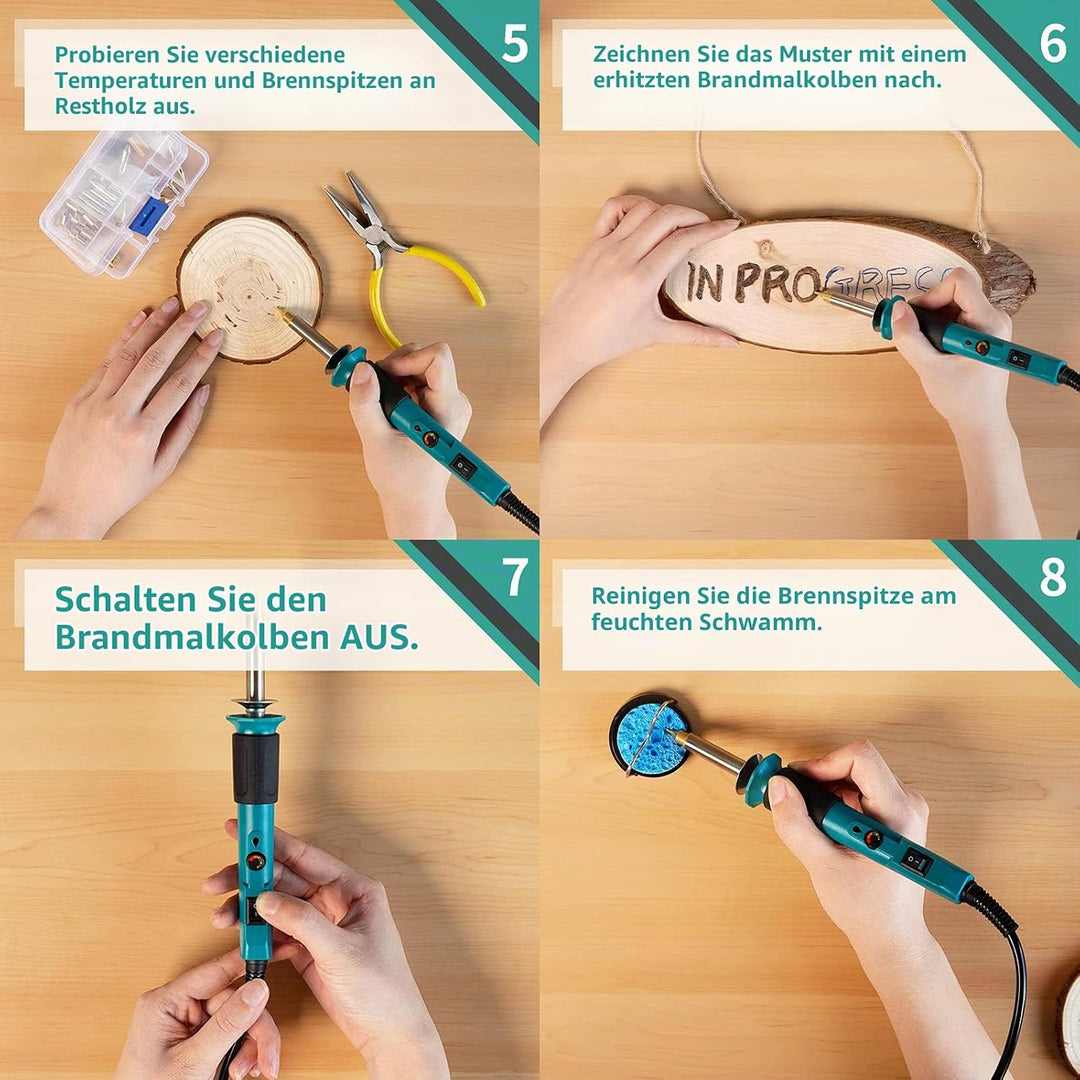 YIHUA 930-IV brandmalerei lötkolben set, holz brennkolben set Temperatur Einstellbar mit 10 Pyrograf