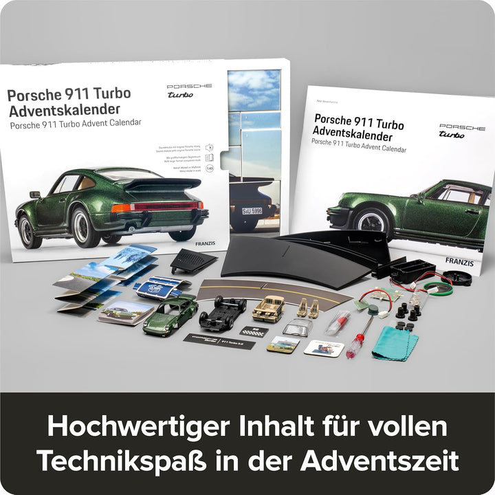 FRANZIS 67233 - Porsche 911 Turbo Adventskalender - Modellbausatz im Massstab 1:43, inkl. Soundmodul