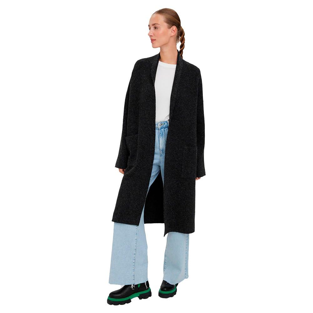 VERO MODA Damen Vmcody Ls Coatigan Ga Noos Strickjacke XS Dark Grey Melange, XS Dark Grey Melange