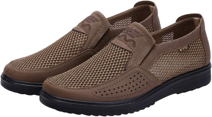 Jamron Herren Sommer Atmungsaktiv Mesh Loafers Fahrschuhe Leicht Freizeit Sneakers 39.5 EU Braun, 39