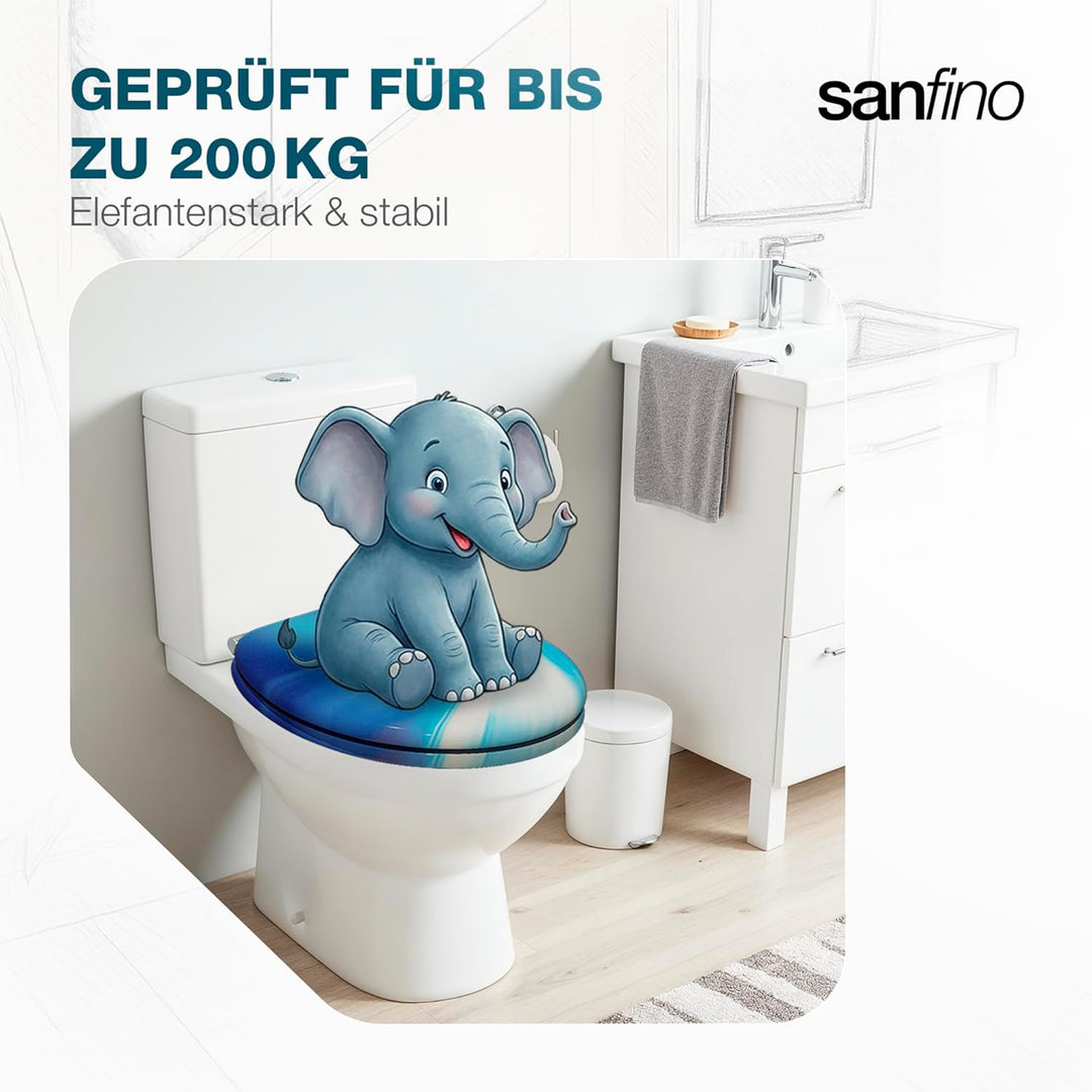 SANFINO® Premium WC Sitz mit Absenkautomatik – hochwertige Toilettendeckel aus Holz, viele bunte Mot