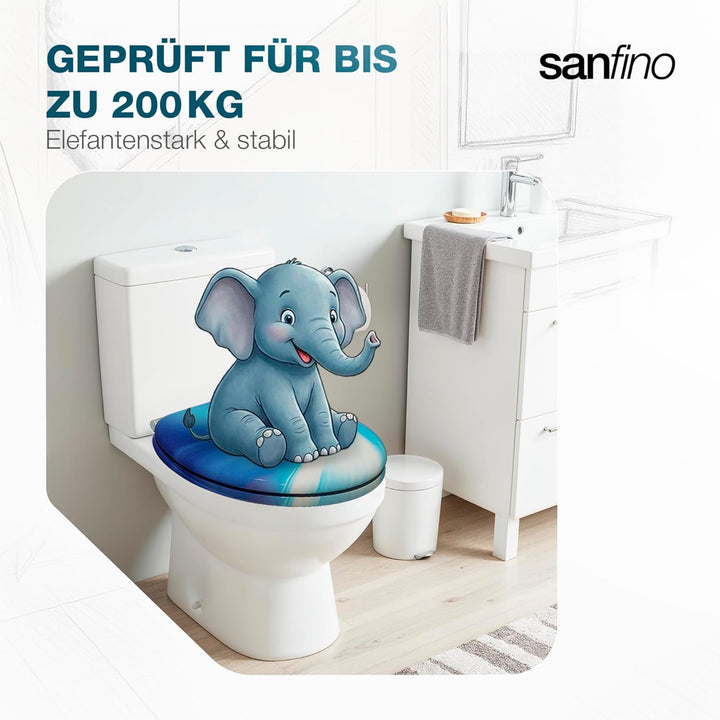 SANFINO® Premium WC Sitz mit Absenkautomatik – hochwertige Toilettendeckel aus Holz, viele bunte Mot