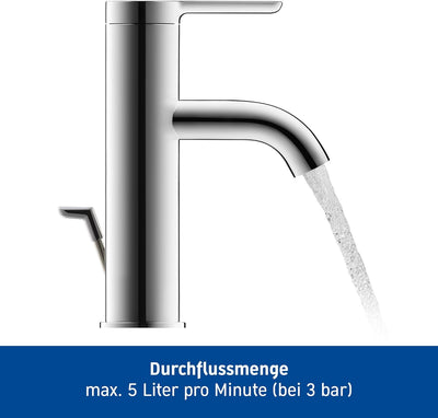 Duravit C.1 Waschtischarmatur, Grösse S (Auslauf Höhe 66 mm). Wasserhahn Bad mit Zugstangen-Ablaufga