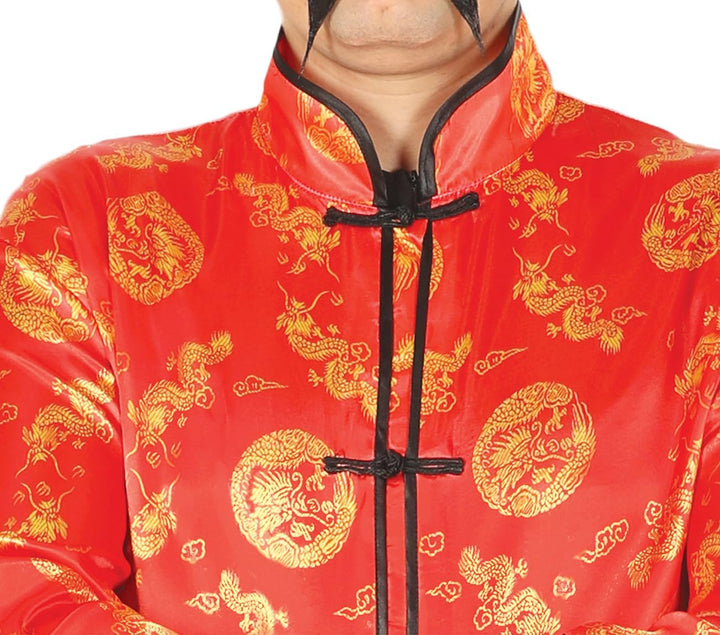 FIESTAS GUIRCA China Kimono-Kostüm für Herren Karnevals-Verkleidung rot-schwarz - Rot, L