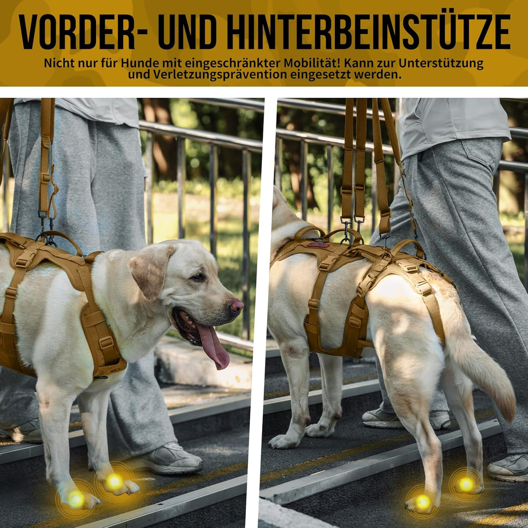 OneTigris Hundegeschirr, Tragehilfe Hund Ganzkörper Mit 2 Schultergurte Abnehmbares, Hund Tragehilfe