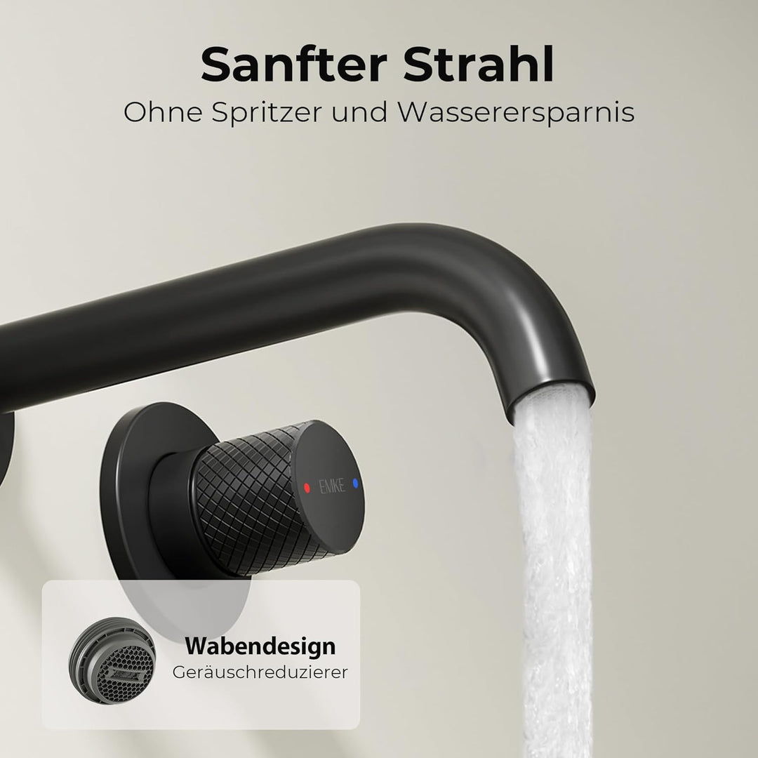 EMKE Waschtischarmatur Unterputz für Wandmontage, Wasserhahn Bad Unterputz, Mischbatterie Waschbecke