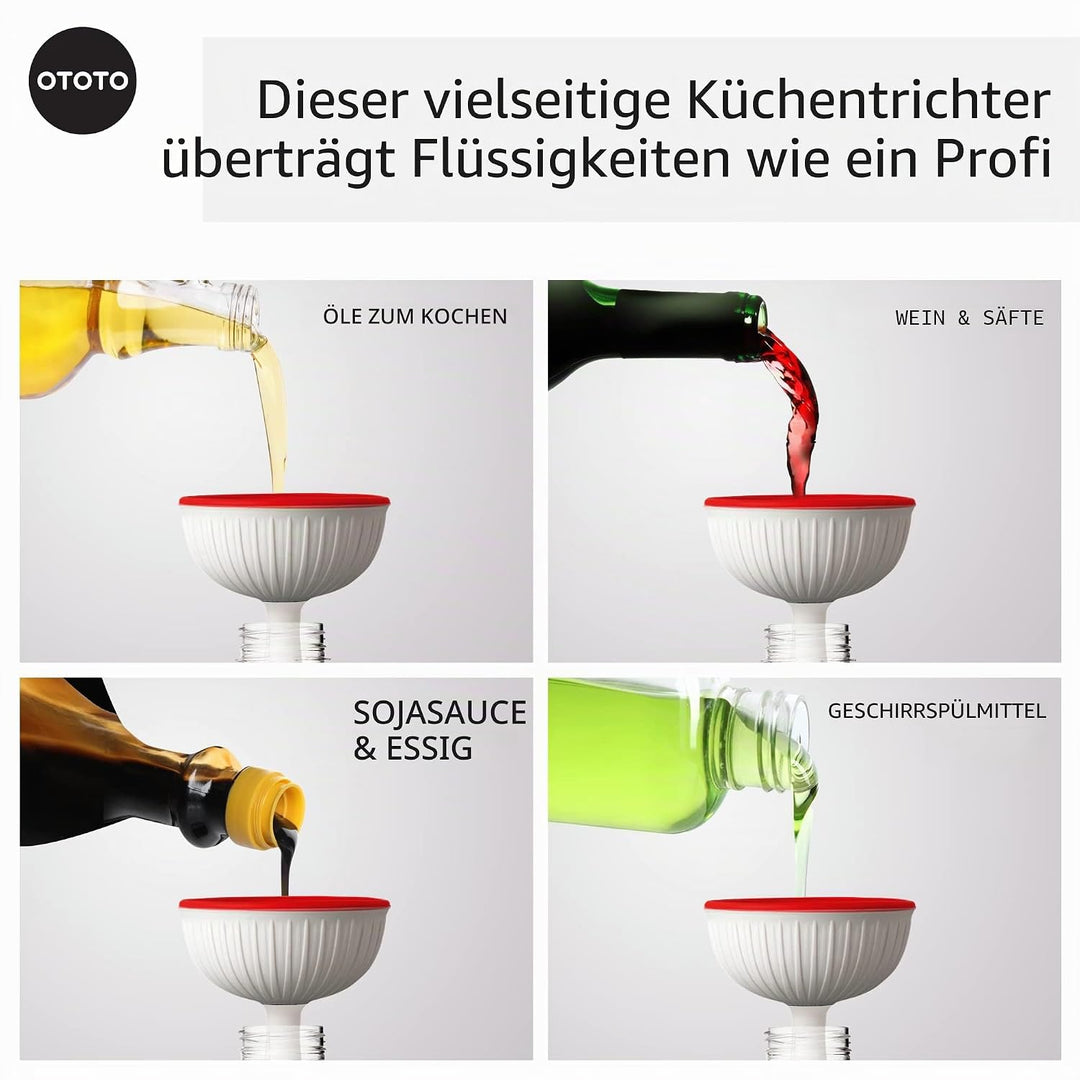 OTOTO Mushroom - Faltbarer kleiner Küchentrichter mit breiter Öffnung für Gläser. Flaschen Silikon 1
