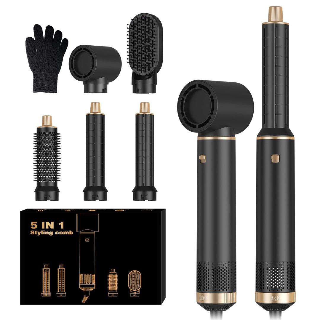 5 in 1 Hairstyler, Airstyler Airbrush Pro 1000w, 60000RPM Föhnbürste Haarstyler, Lockenstab mit Luft