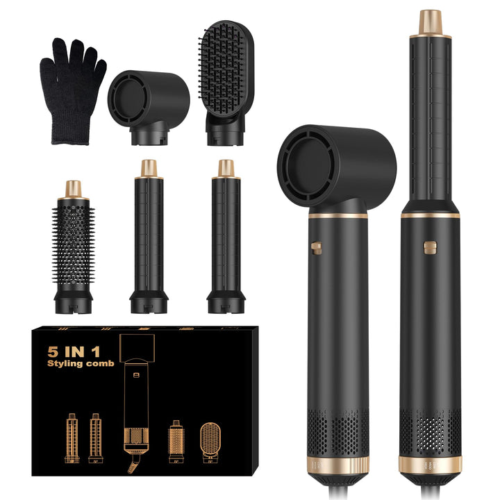 5 in 1 Hairstyler, Airstyler Airbrush Pro 1000w, 60000RPM Föhnbürste Haarstyler, Lockenstab mit Luft
