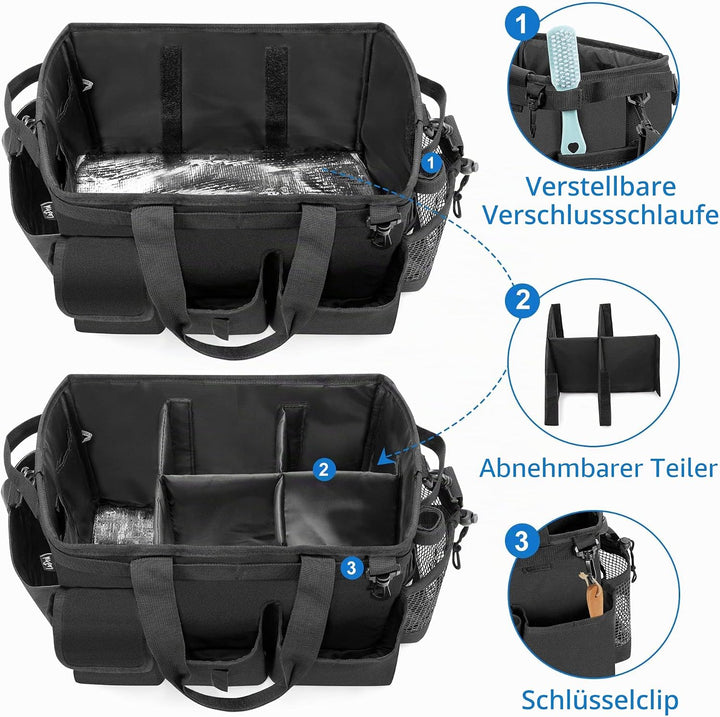 LoDrid Large Cleaning Caddy Bag with Detachable Divider, Wearable Cleaning Caddy Organizer with Hand