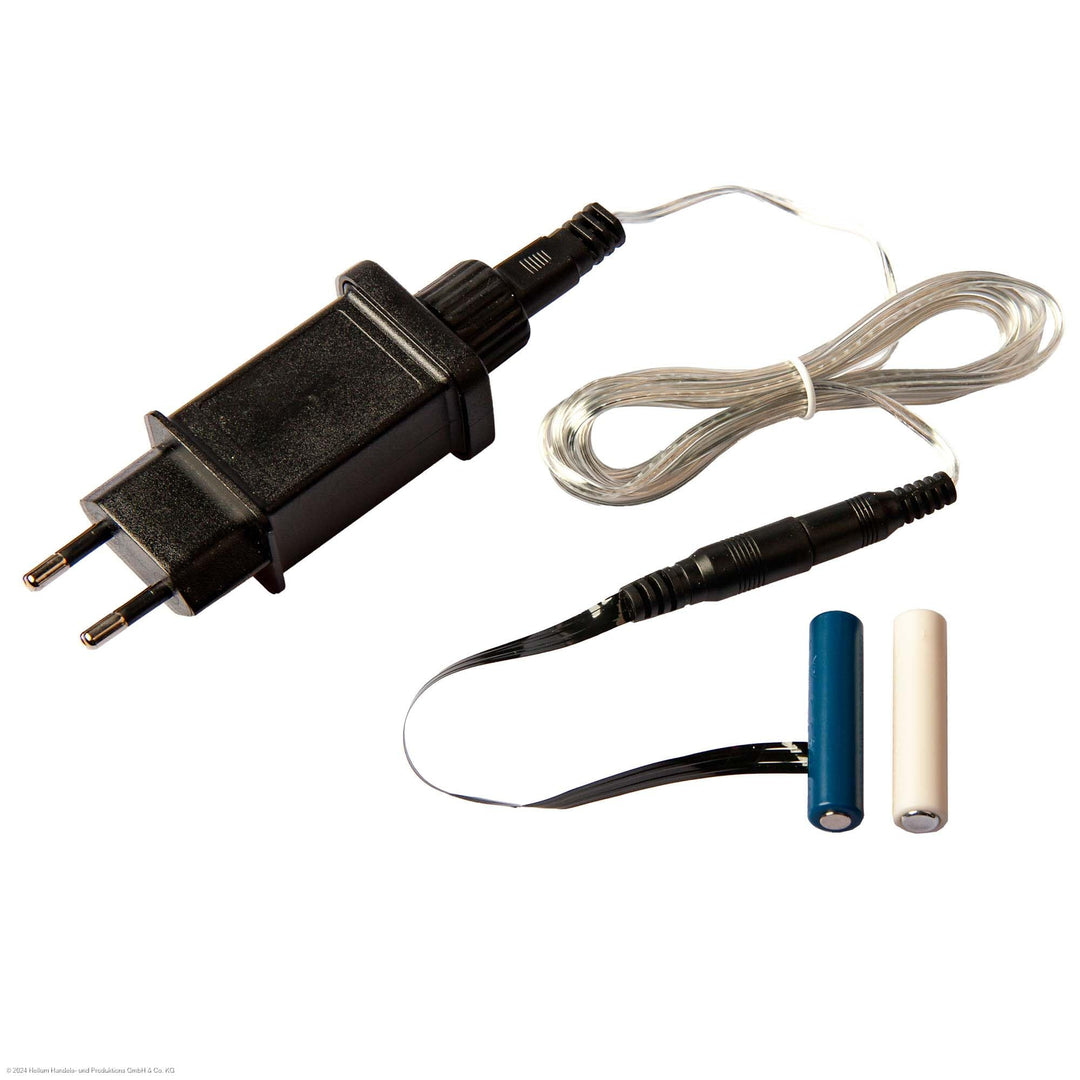 Hellum Batterieadapter 2X AAA 3 V Netzteil Adapter 2 AAA Batterien, 1,8 m transparentes Kabel, flach