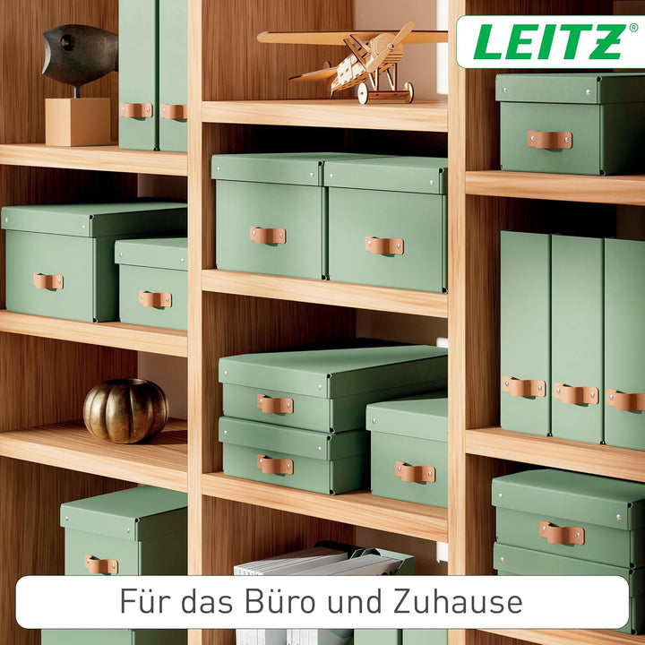 Leitz Puro Flache Aufbewahrungsbox mit Deckel, Medium, 2er-Set, Box 8 L, stapelbar, Organizer-Box fü
