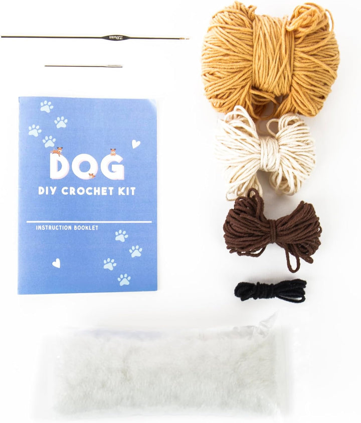 Gift Republic Kawaii Dog Crochet Kit DIY Craft Set for Creating Your Own Cute Puppy Gift for Teens &