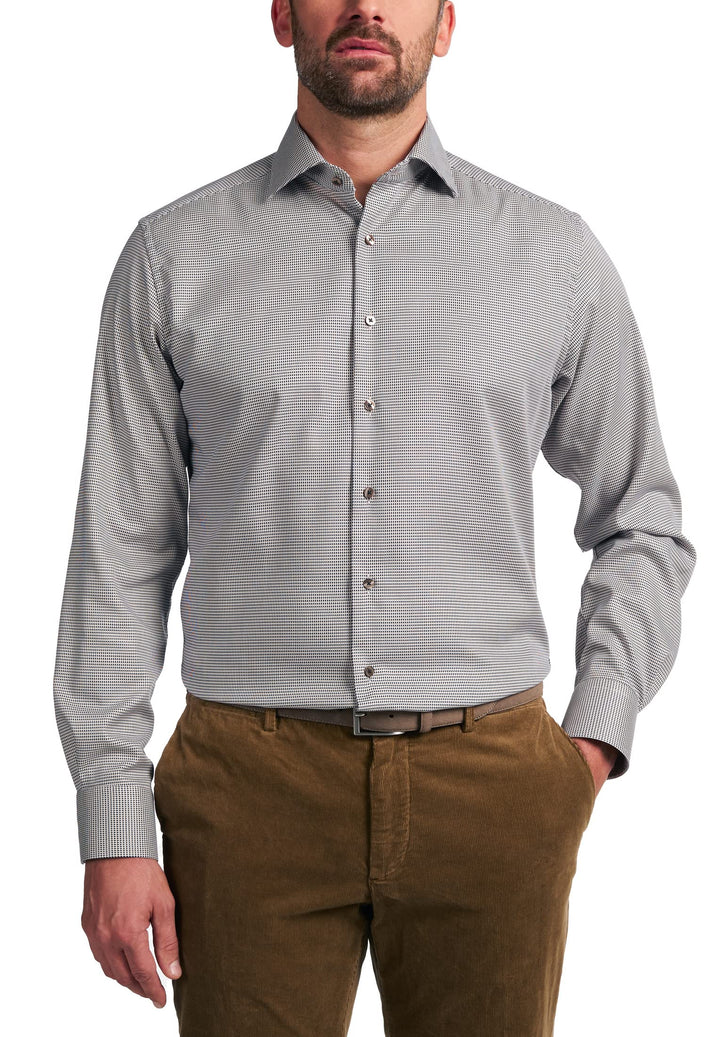 eterna Herren strukturiertes Baumwoll-Hemd MODERN FIT 1/1 dunkelblau 46_H_1/1