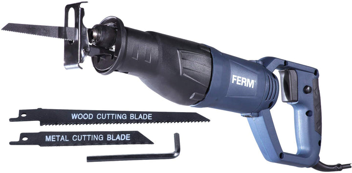 FERM Säbelsäge 710W - Soft Griff - mit 2 Sägeblätter für Holz (130mm-11TPI) und Metall (82mm - 30TPI