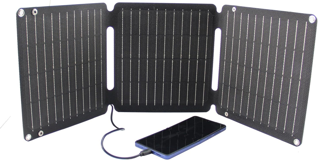 Trag- und Faltbares Solar-Ladegerät, 21 Watt, Lädt Handys und Tablets Fernab Jeder Steckdose, mit 2