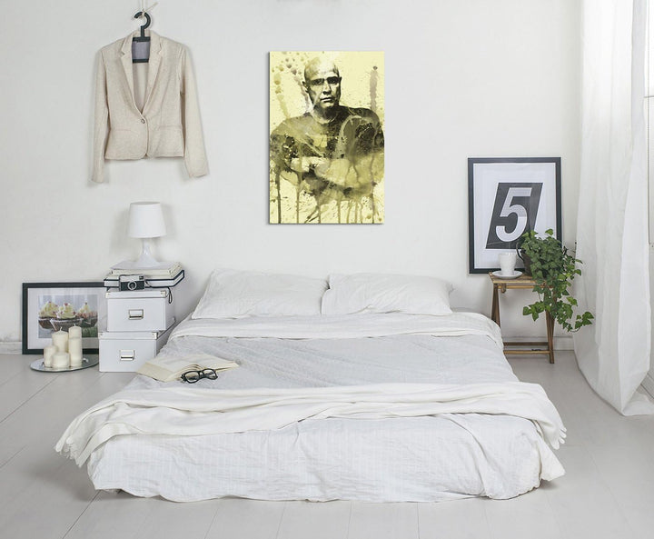 Marlon_Brando_Apocalypse_Now_90x60cm Splash Art Paul Sinus Aquarell, Gemälde, Kunstbild auf Leinwand