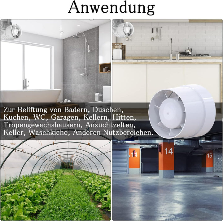Kanal Rohrventilator 100mm Inline Abluftventilator, 107m³/h, Hohe Qualität, Leise, Rauchabzug Kanalv