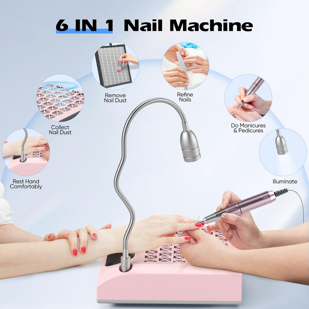 4-in-1 Elektrischer Nagelfräser mit 80W Absaugung & waschbarem Filter – 30.000 RPM Profi Nagelknipse
